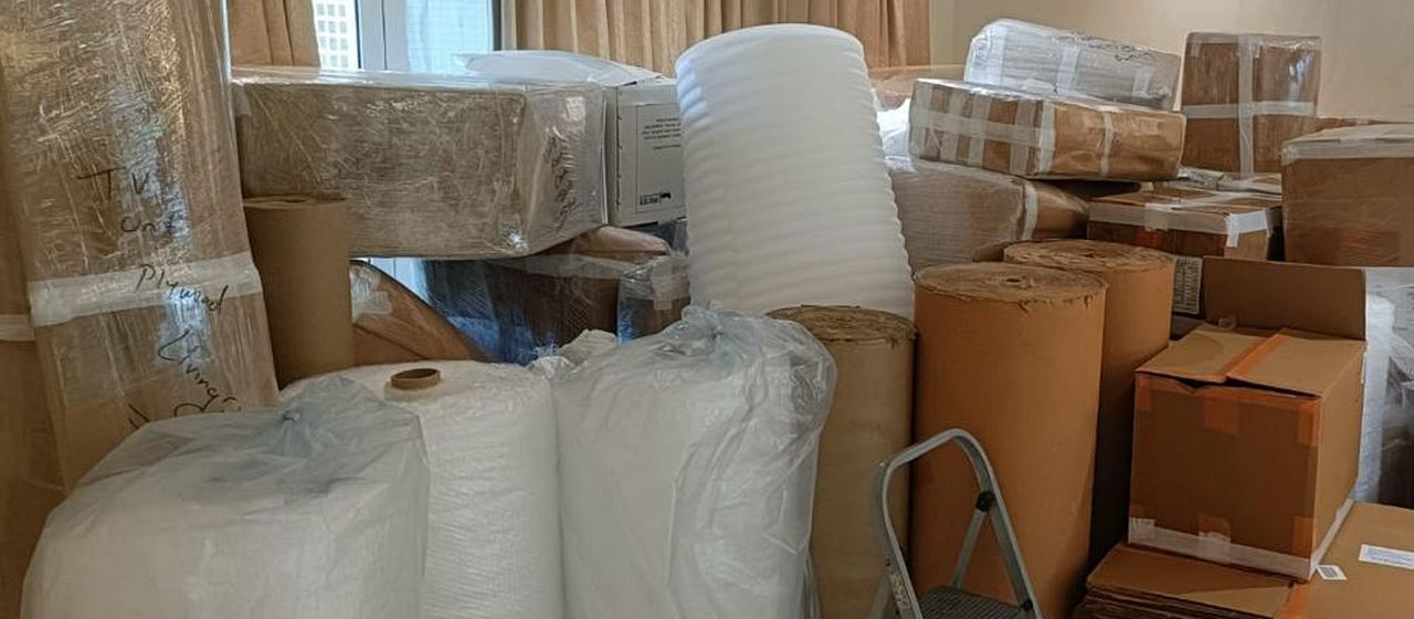 Household goods packed for a move